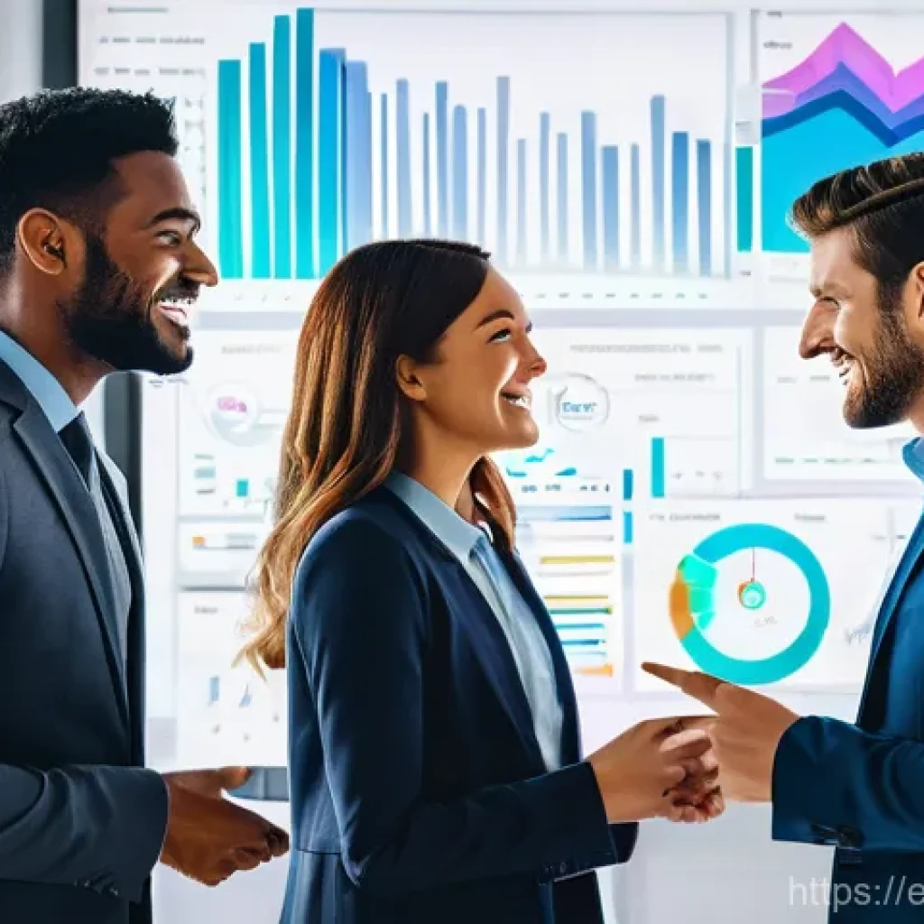 통계분석과 관련된 IT 기술 - **Prompt:** A diverse group of four professionals (two women, two men, all in stylish business casua...