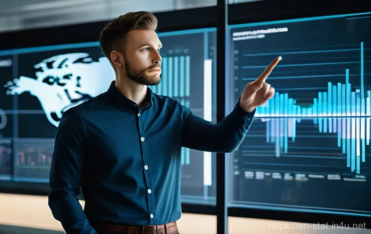 통계분석가를 위한 소셜 미디어 활용법 - **Image Prompt: "The Engaged Data Communicator"**
    A dynamic, eye-level shot of a female data pro...