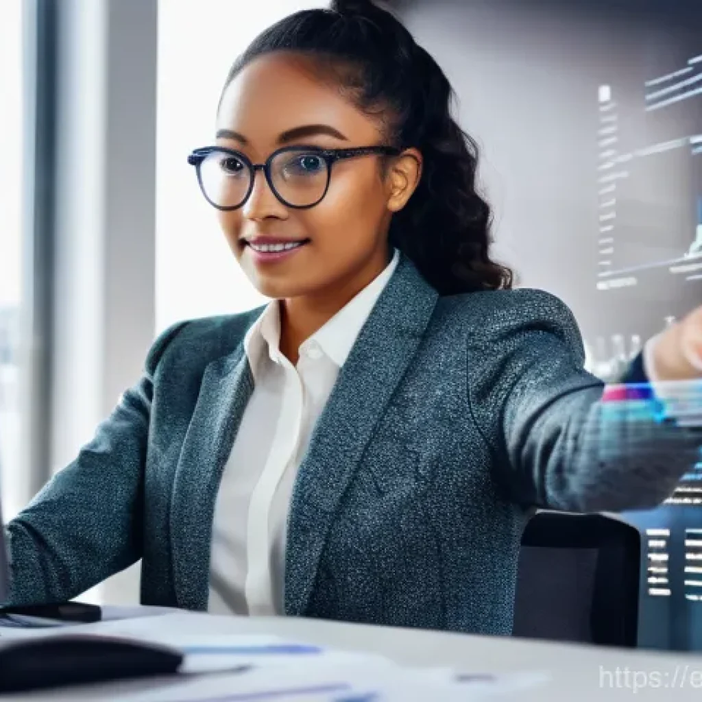 통계분석가로 일하며 겪는 즐거움과 어려움 - **Prompt:** A young, diverse data analyst, dressed in smart casual business attire (a well-fitting b...