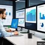 통계분석 직무 인터뷰 준비법 - A professional data analyst in a modern office setting, explaining statistical concepts clearly to a...