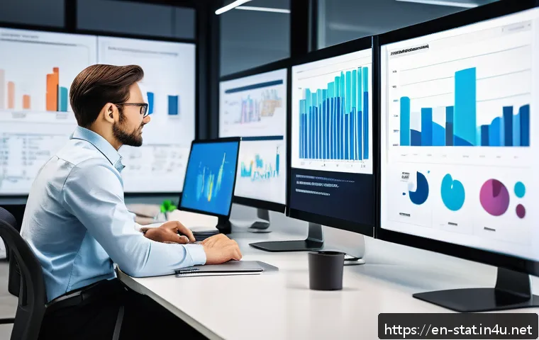 통계분석 직무 인터뷰 준비법 - A professional data analyst in a modern office setting, explaining statistical concepts clearly to a...