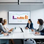 통계분석가를 위한 협상 기술 - A professional business meeting scene in a modern office with diverse stakeholders gathered around a...