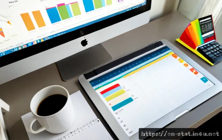 통계분석 프로젝트를 위한 기초 데이터 셋 - Photorealistic overhead view of a clean home office desk prepared for a beginner statistics analysis...